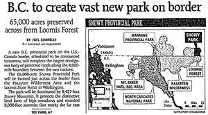 News clipping about land preservation in British Columbia